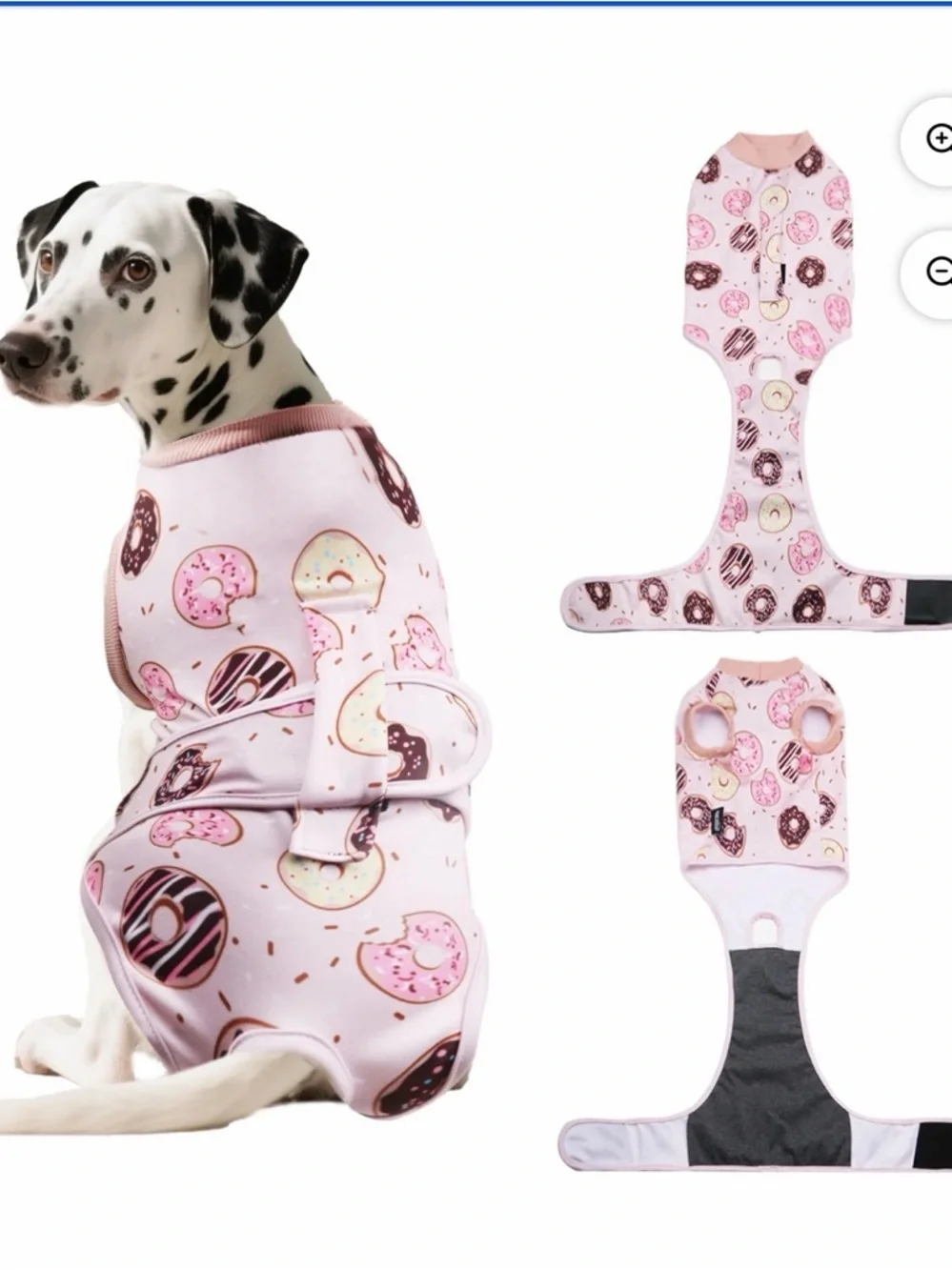 Pink Donut Print Dog recovery pajamas